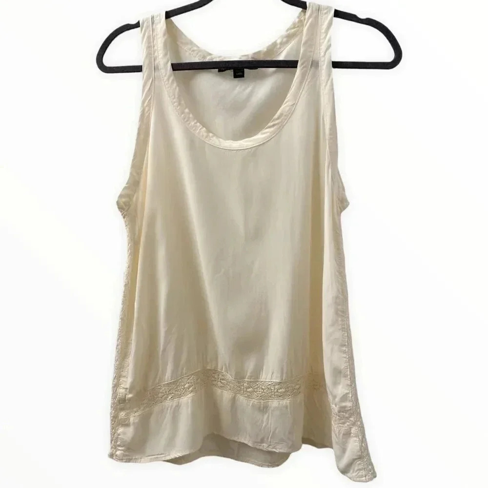 Harlowe & Graham Sleeveless Flowy Lace Cream Blouse Size S - Picture 2 of 9